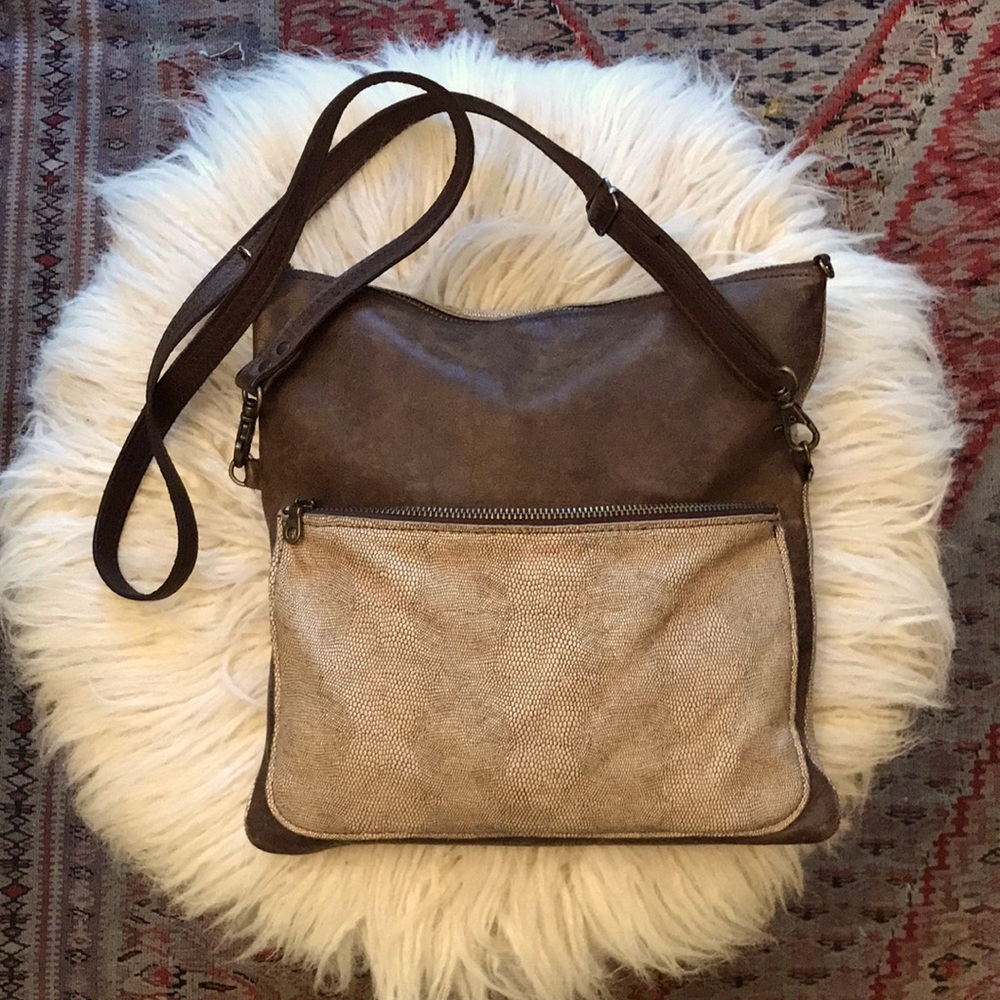 Leather & Snakeskin Purse with Adjustable Strap